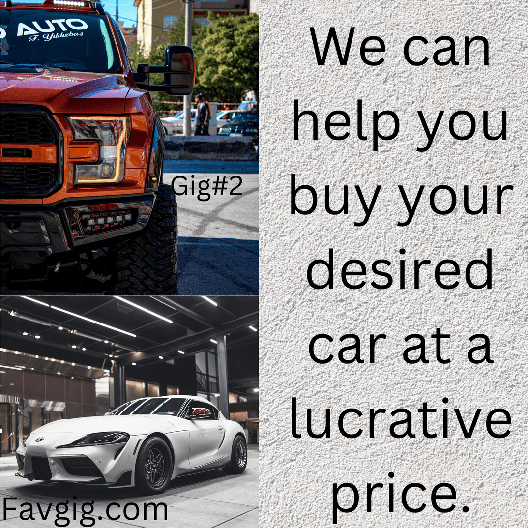 Gig#2: We can help you find your desired car at a lucrative price.